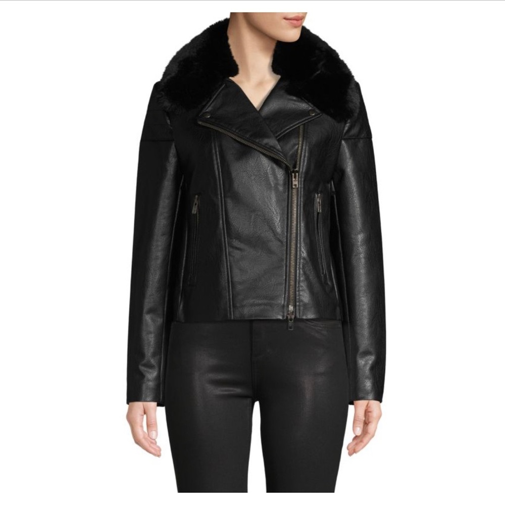 BAILEY 44 FAUX FUR TRIM LEATHER JACKET SIZE SMALL